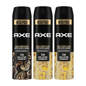 AXE Gold and Dark Temptation Deodorant Spray - For Men (645 ml, Pack of 3)