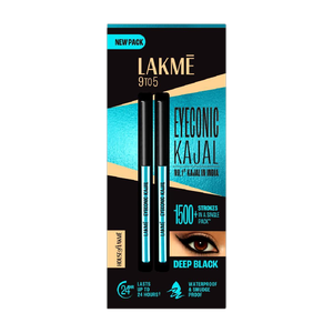 Lakmé 9 to 5 Eyeconic Kajal Twin Pack, lasts upto 24hrs, Pack of 2 (Deep Black, 0.7 g)