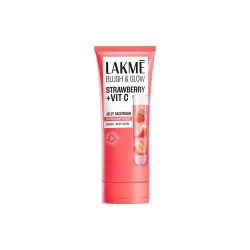 Lakme Blush & Glow Strawberry Refreshing Gel Face Wash 100 g|| With 100% Natural Fruit for Glowing Skin - Daily Gentle Exfoliating Facial Cleanser