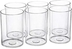 MR (Pack of 6) 6 Pcs. Unbreakable Stylish Transparent Water Glass Set 300 Ml,Abs Poly Carbonate Plastic Magic Glasses Glass Set Water/Juice Glass (300 ml, Plastic, White)