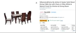 Nilkamal @Home By Ashton 6 Seater Solid Wood Dining Table Set with Chairs in Milky White & Walnut Finish for Kitchen & Dining Room