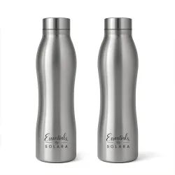 Solara Stainless Steel Water Bottle, Water Bottle 1 Liter for kids, Fridge, Office, 1000 ml Steel Bottle (Pack of 2, Silver)