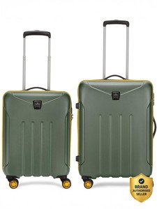 ARISTOCRAT Hard Body Set of 2 Luggage 8 Wheels - Falcon Pro 2 (Small 55cm Medium 65cm) Suitcase - Green