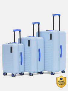 Mokobara The Aisle Trunk - Set of 3 Luggage (Small 55.5 cm | Medium 65 | Large 75.5cm ) Cabin & Check-in Set 8 Wheels - 30 inch Shy Blue -
