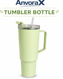 AnvoraX Tumbler Bottle with Handle & Straw | Leakproof | Large Capacity 1800 ml Plastic Sipper (Pack of 1, Multicolor)