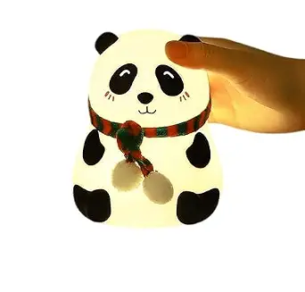 LIVIQUE Color Changing Tap Control with 3-Level Brightness Panda Lamp | 7 Colors Changing Rechargeable Portable Silicone Nightlight | Night Lamp and Kids Room Decor