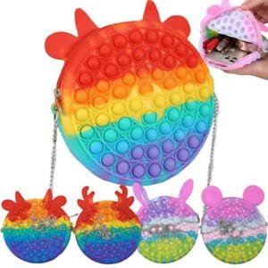 Pop Toy Pop Pencil Case Pen Case Stationery Storage Bag Decompression Toy Push Pop Stationery Storage Bag Makeup Cosmetic Pouch for Office School Stationery (Round)