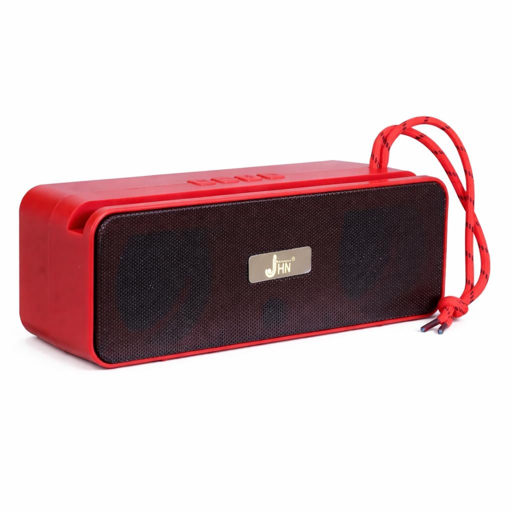 JHN Power Sound 10W Portable Bluetooth Speaker with FM Radio, Heavy Bass Wireless Speaker, Type-C Fast Charging, USB & TF Card Support, 6 Hours Playtime, Portable Bluetooth Speakers (Red)