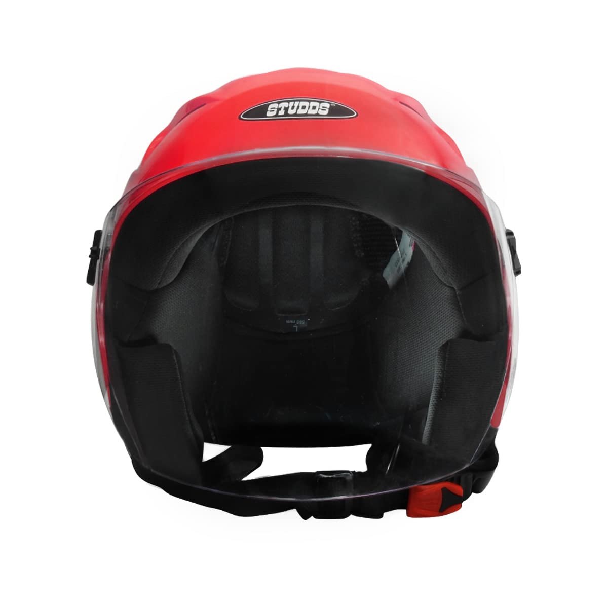 STUDDS RAY Super ISI Certified Open FACE Helmet for Men and Women with D - Ring Lock (Cherry RED XL)
