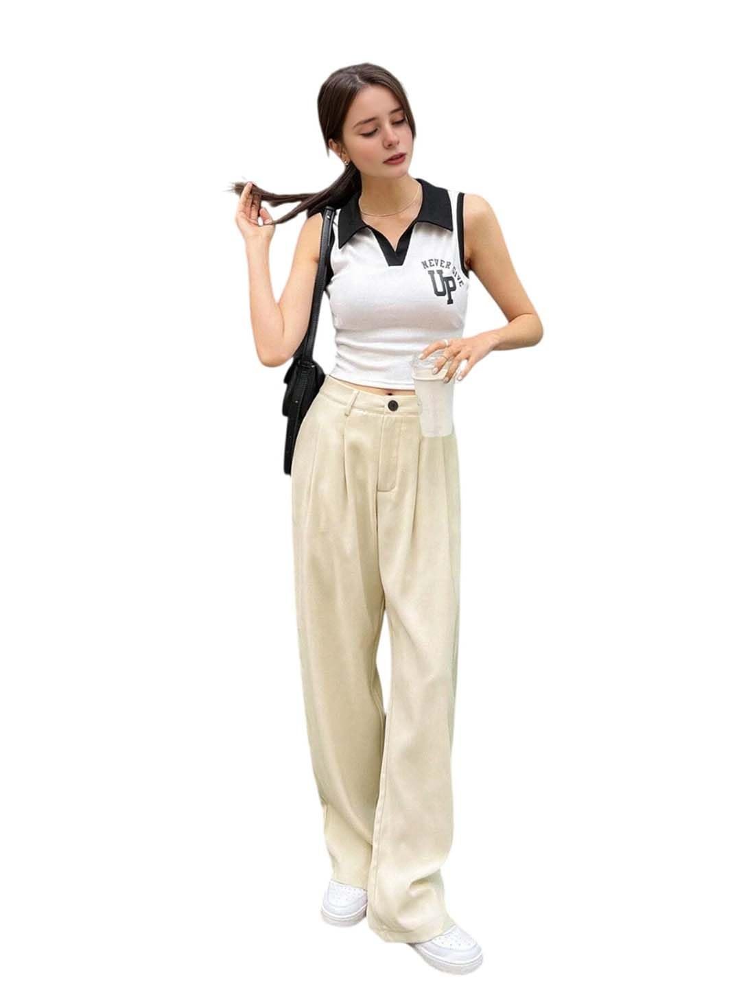 KOTTY Women's Regular Fit Mid Rise Trouser