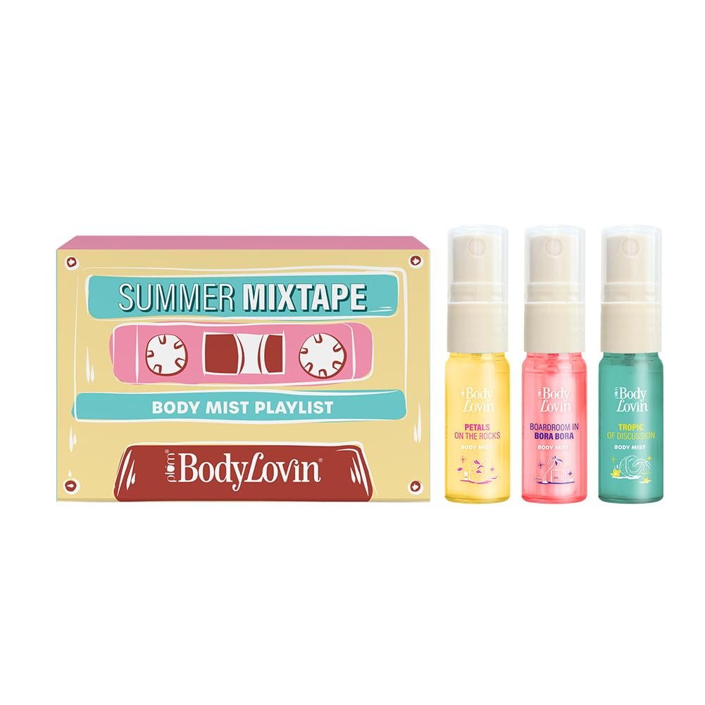 Plum BodyLovin' Summer Mixtape Body Mist Playlist Trio | Playful Summer Body Mists With Fresh, Fruity & Floral Notes | Long-Lasting Everyday Fragrance Set | 5ml Body Mists - Set of 3