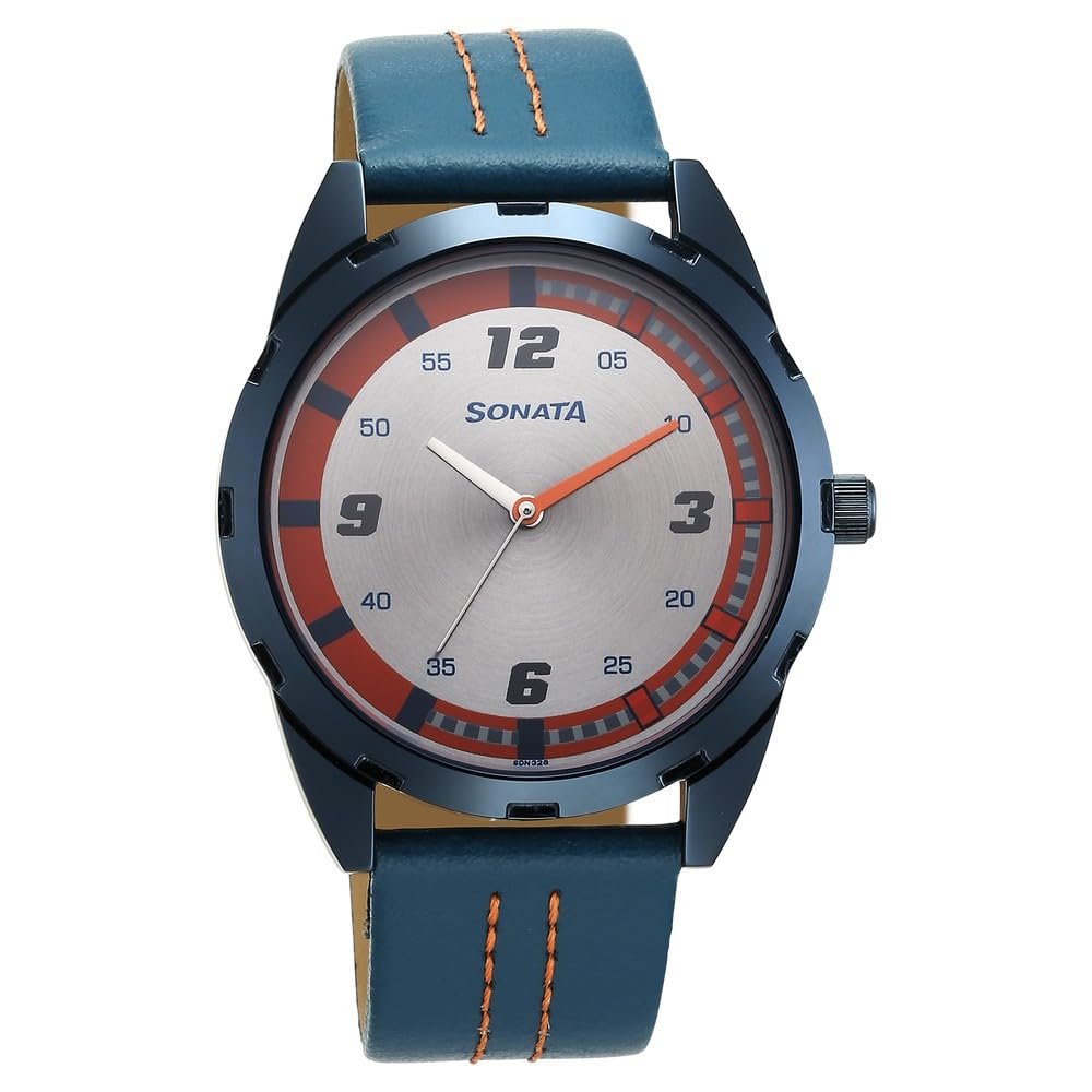 Sonata Blues Quartz Analog Two Toned Dial Metal Strap Watch for Men-7149QL01