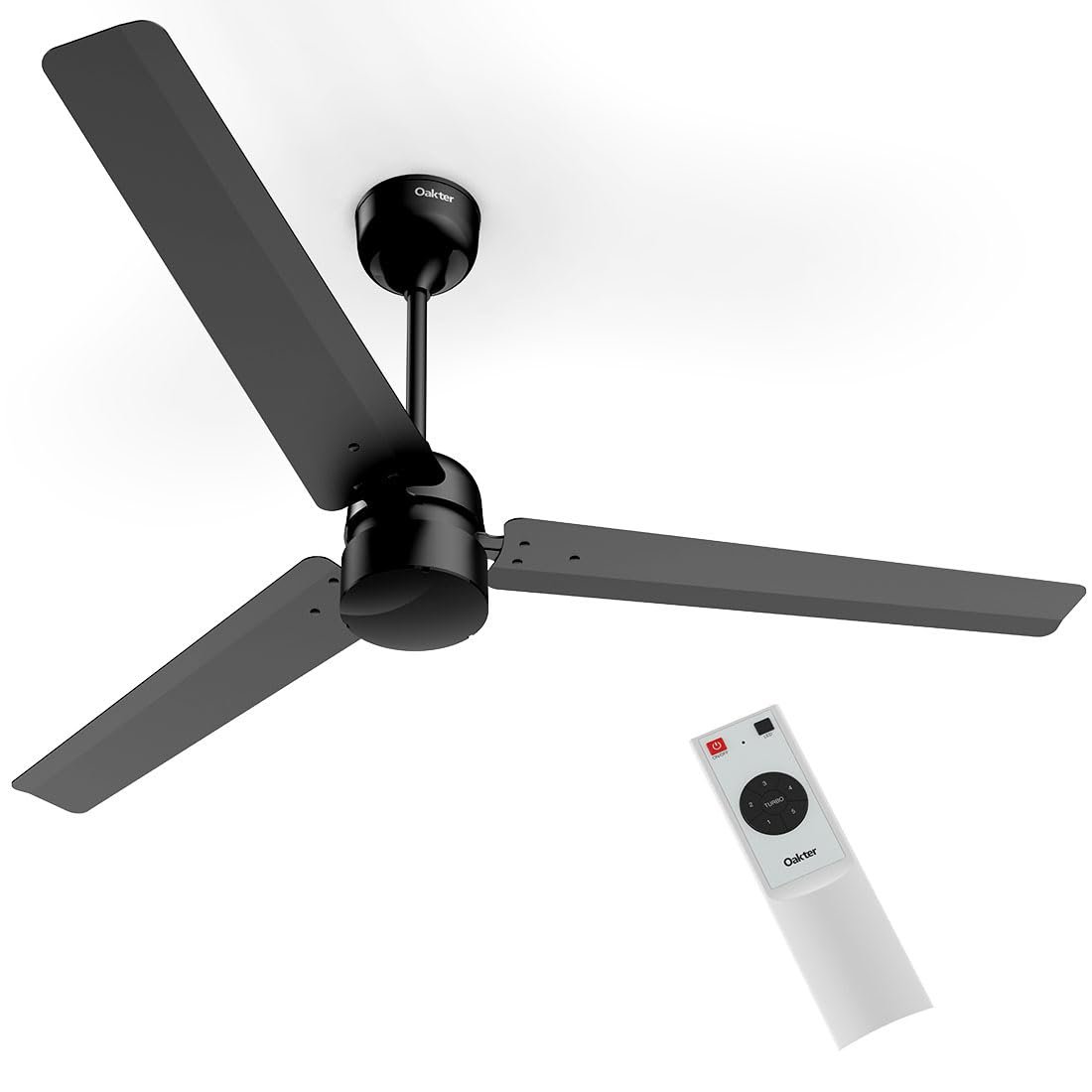 OAKTER 1200mm BLDC Ceiling Fan with IR Remote Control | BEE 5-star Rated Energy Efficient Ceiling Fan | High Air Delivery with LED Indicators (Black)