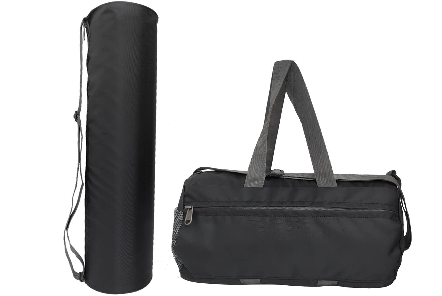 Trendy Yoga Mat Cover/Yoga Mat Bag with Grey Duffel/Gym Bag for Men & Women