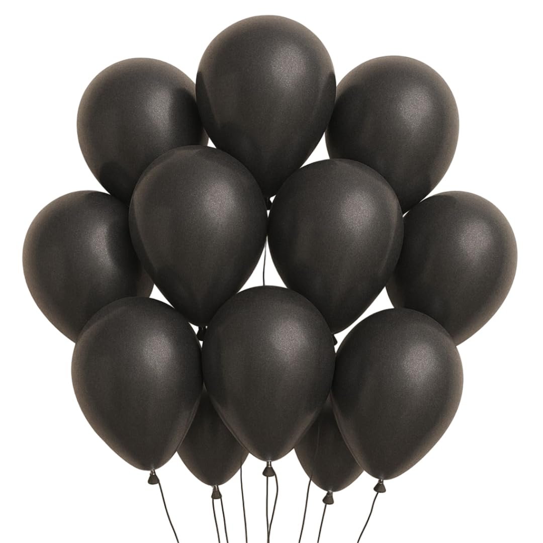 Just Party Metallic Balloons - Pack of 50 (Black)