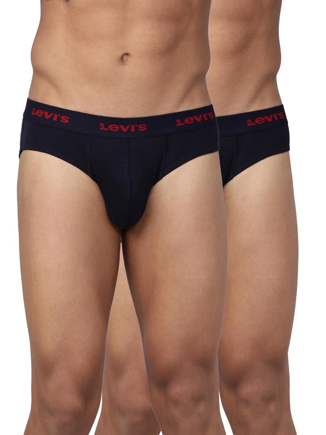 Levi's Men's Regular Fit Solid Cotton Brief (#002-BRIEF-NAVY/NAVY-P2, Navy_M)