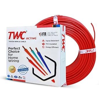 TWC Active Red 0.75 SQMM 180 METER | Copper Wire | HRFR (Heat Resistant Flame Retardant) Lead-Free Cable | Low Smoke Halogen-Free Wire for Home & Industrial Electrical Wiring