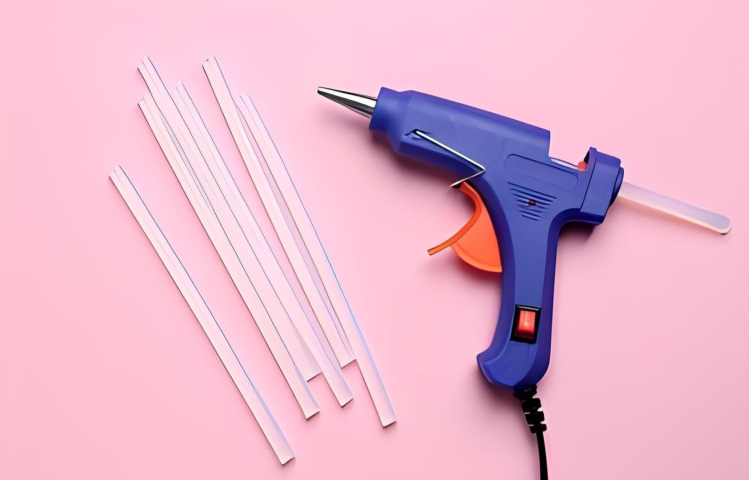 ProKart Premium 20W Hot Melt Glue Gun & 7mm Glue Sticks With On/Off Switch Anti Drip Heavy Duty Glue Sticks for DIY Projects, School, Arts & Craft and Quick Repairs (Glue Gun + 30 Glue Sticks, 7mm)