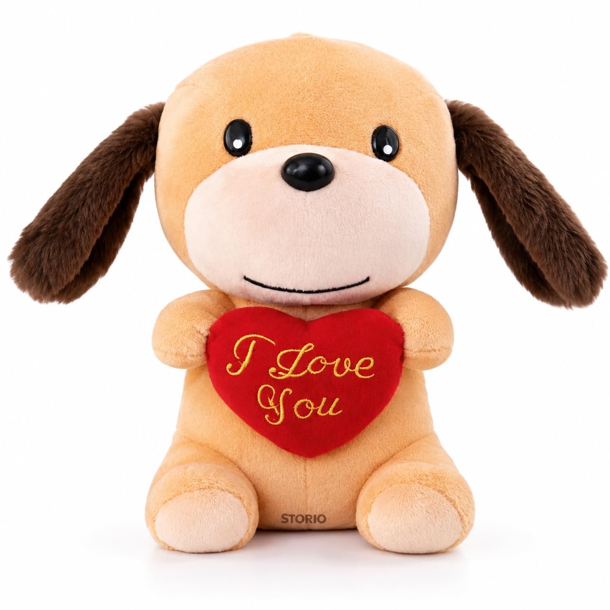 Storio I Love You Valentine Plush Dog | Cute Soft Cuddly Stuffed Animal with Red Heart | Valentine Gift, Birthday Gift Special | Romantic Plush Toy 7 Inches