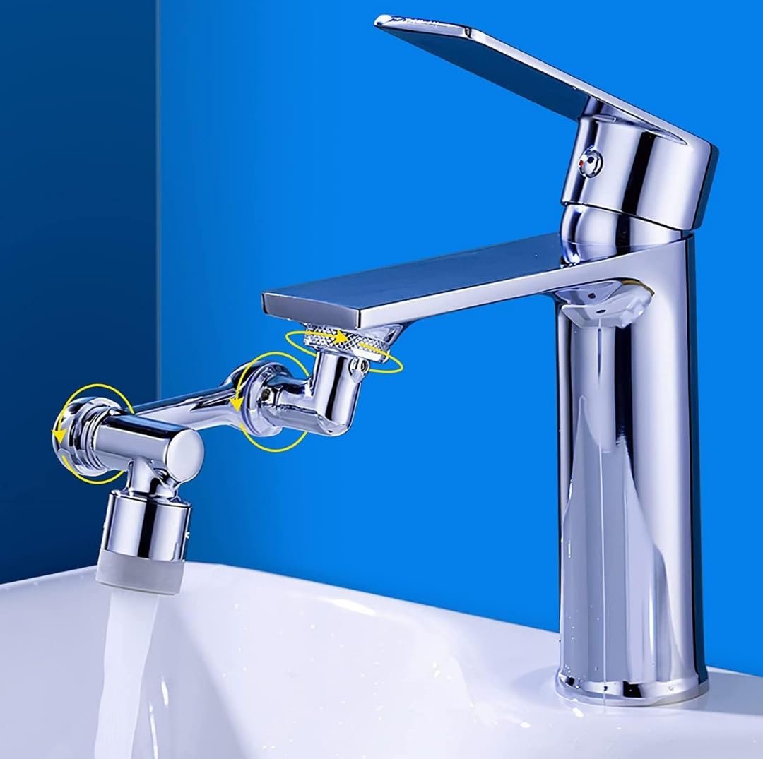 1080° Multifunctional Rotating Splash Proof Filter Extender Faucet Aerator 2 Water Outlet Modes Swivel Robotic Arm Adapter for Bathroom Kitchen Faucet for Kitchen sink faucet