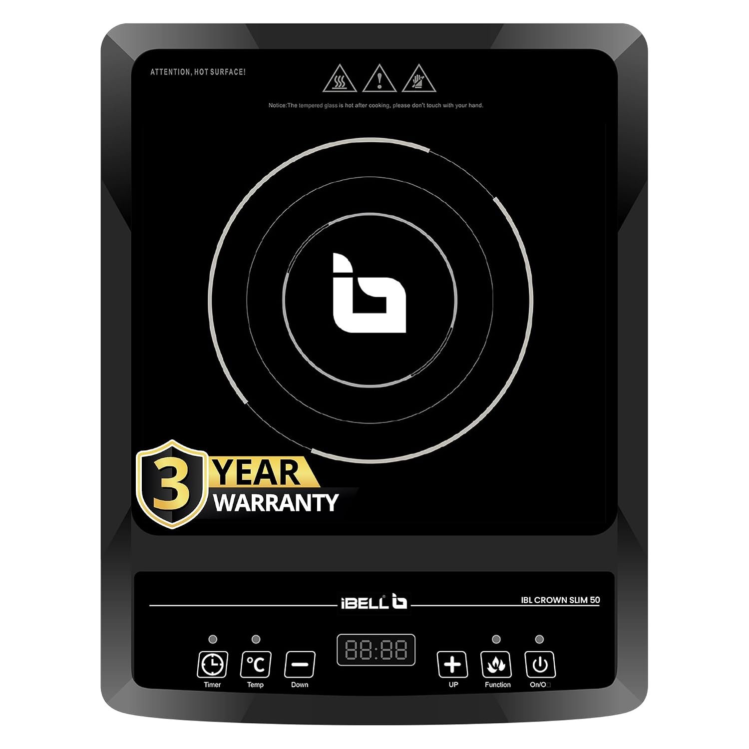 IBELL SLIM50 Induction Cooktop, 2000W, 3-YEAR WARRANTY, Digital Touch Control, LED Display,Auto Shut-Off & Overheat Protection