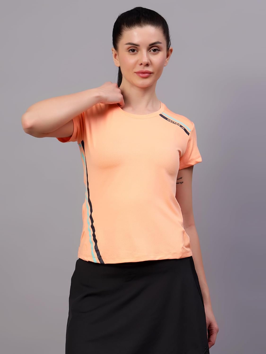 Vector X Women's Plain Round Neck T-Shirt, Half Sleeves, Regular Fit, 80% Polyester 20% Spandex Lightweight Casual Sportswear Shirt Ideal for Gym Fitness Workout, Running, Yoga & Training