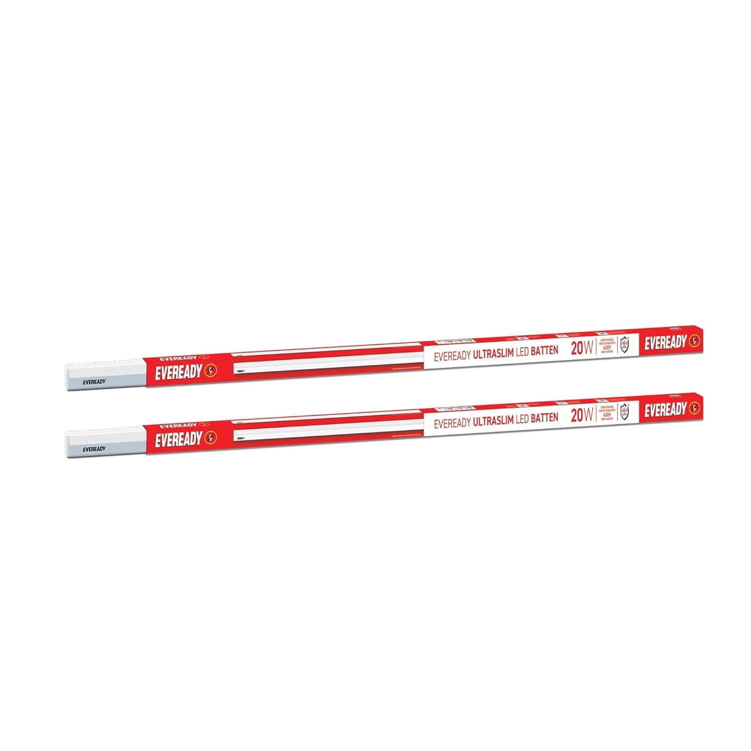 EVEREADY 20W Ultraslim LED Batten/Tubelight, Cool Day Light (6500K), Stylish, Energy-Efficient & Durable Lighting Solution, Pack of 2