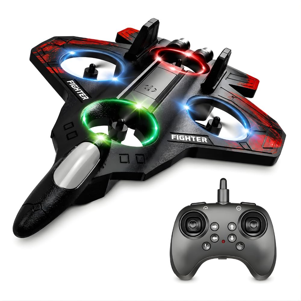 Remote Control Airplane for Kids | RC Airplane Fighter Jet with Light, 360° Flip, Stunt Roll Easy to Fly Stable Jet Fighter Toys for Boys & Adults | Design As Per Stock