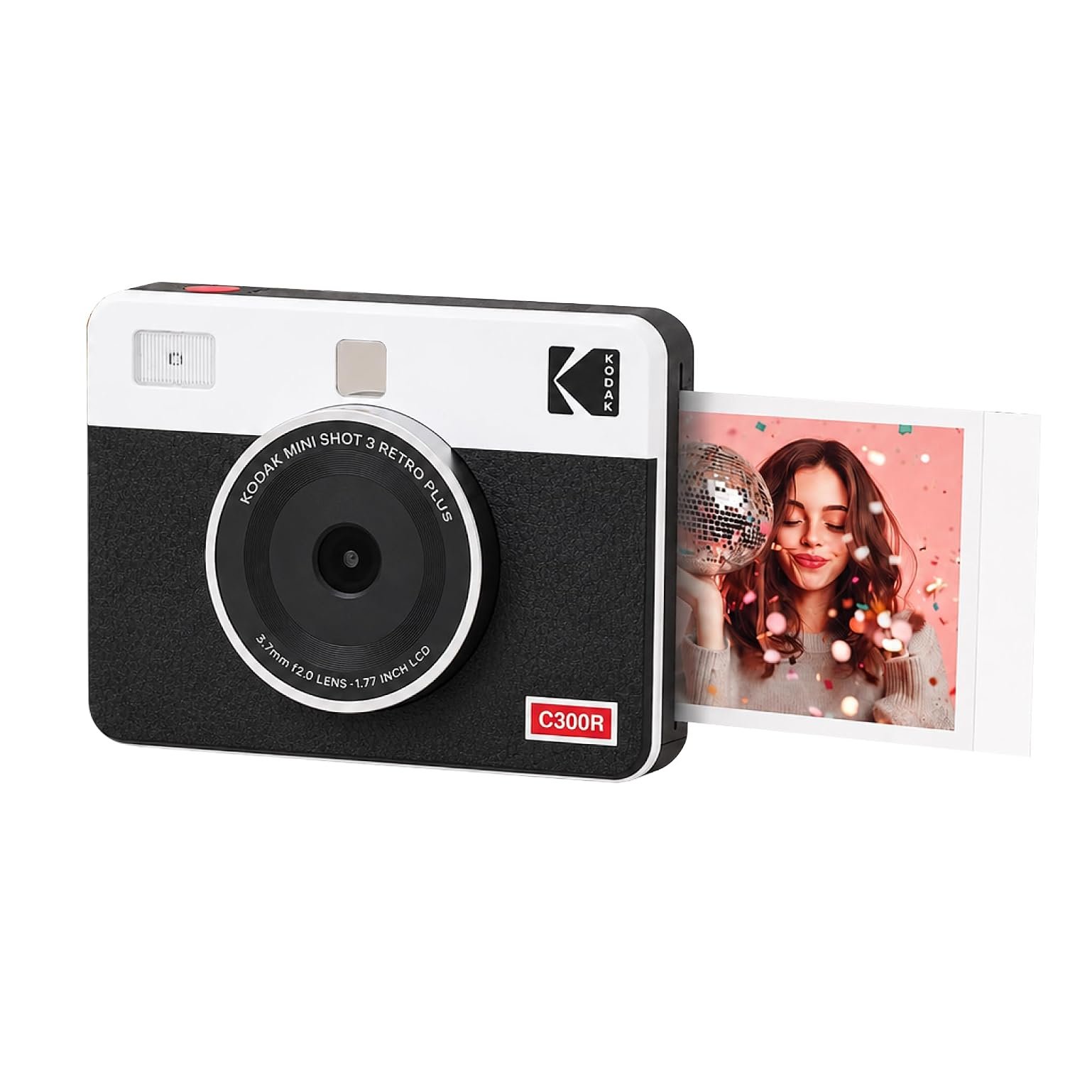 KODAK Mini Shot 3 Retro 3x3 Instant Camera, Photo Printer, 8 Sheets, White