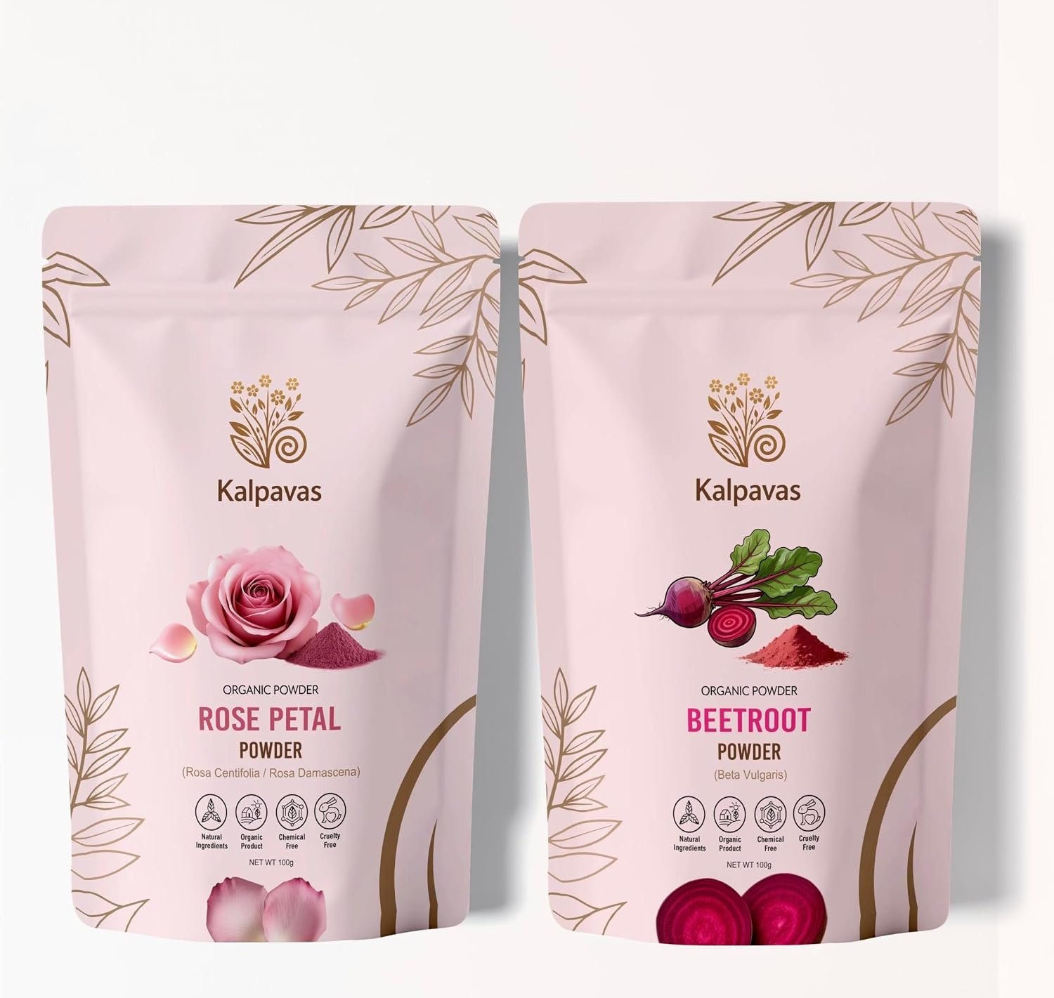 Rose & Beetroot Powder Combo | 100% Natural, Chemical-Free, Skin & Hair Care | Brightens Skin, Natural Lip & Cheek Tint | (2 x 100g)