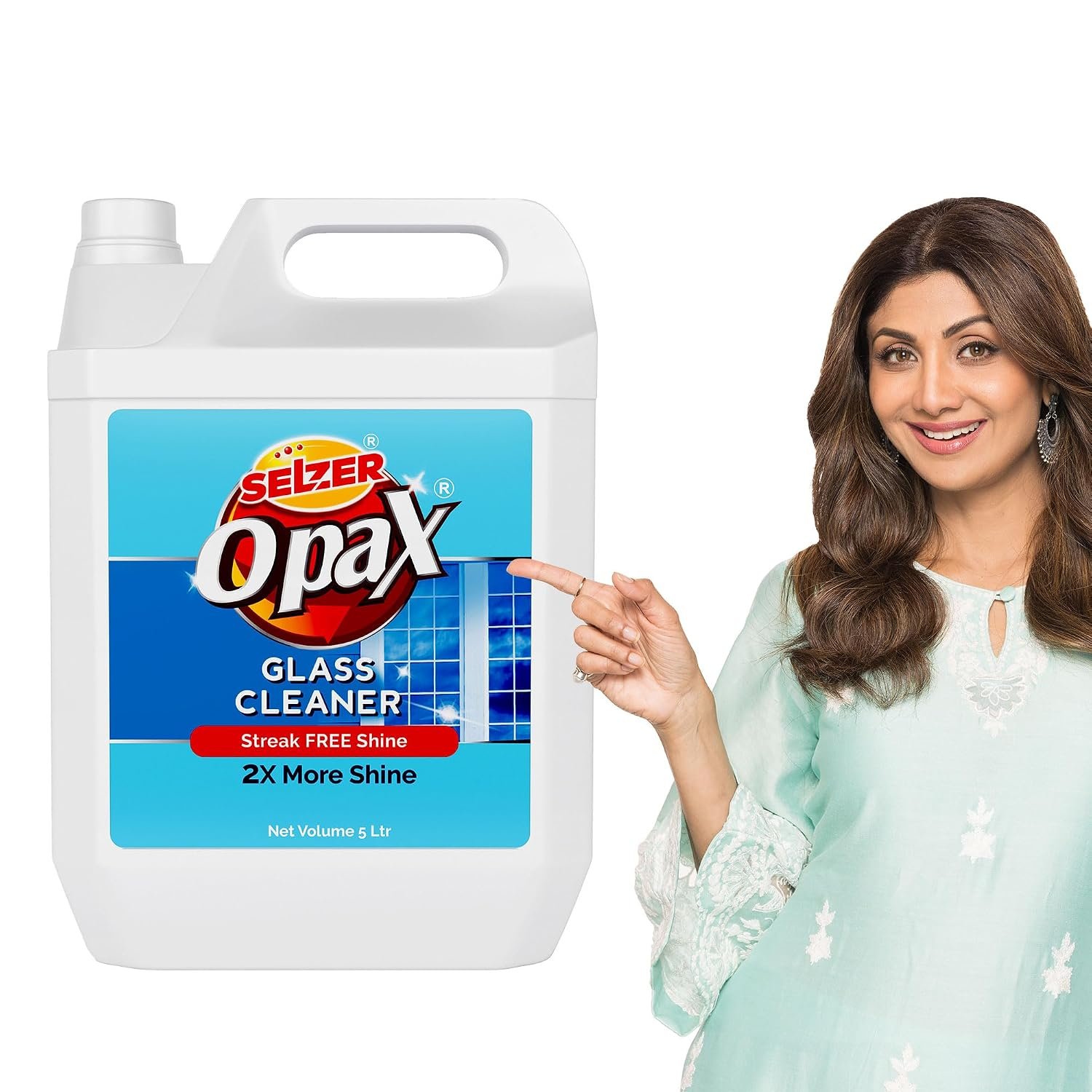 Selzer Opax Glass and Surface Cleaner Liquid Spray, 5L | Streak-Free Shine & 2X Brightness | Multi Surface Glass Cleaner for Car, Kitchen and Home Surfaces | Pack of 1