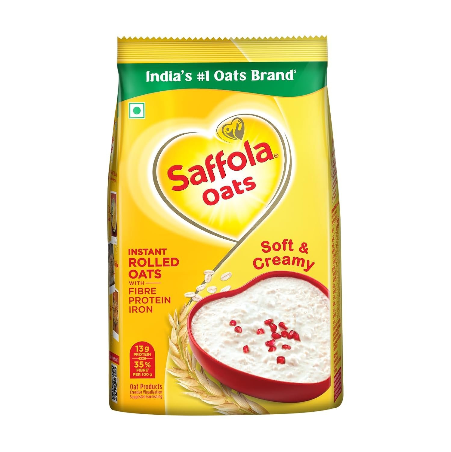 Saffola Oats, 1kg, 13g High Protein, 10g High Fibre | Instant Rolled Oats | Soft and Creamy | Helps manage weight