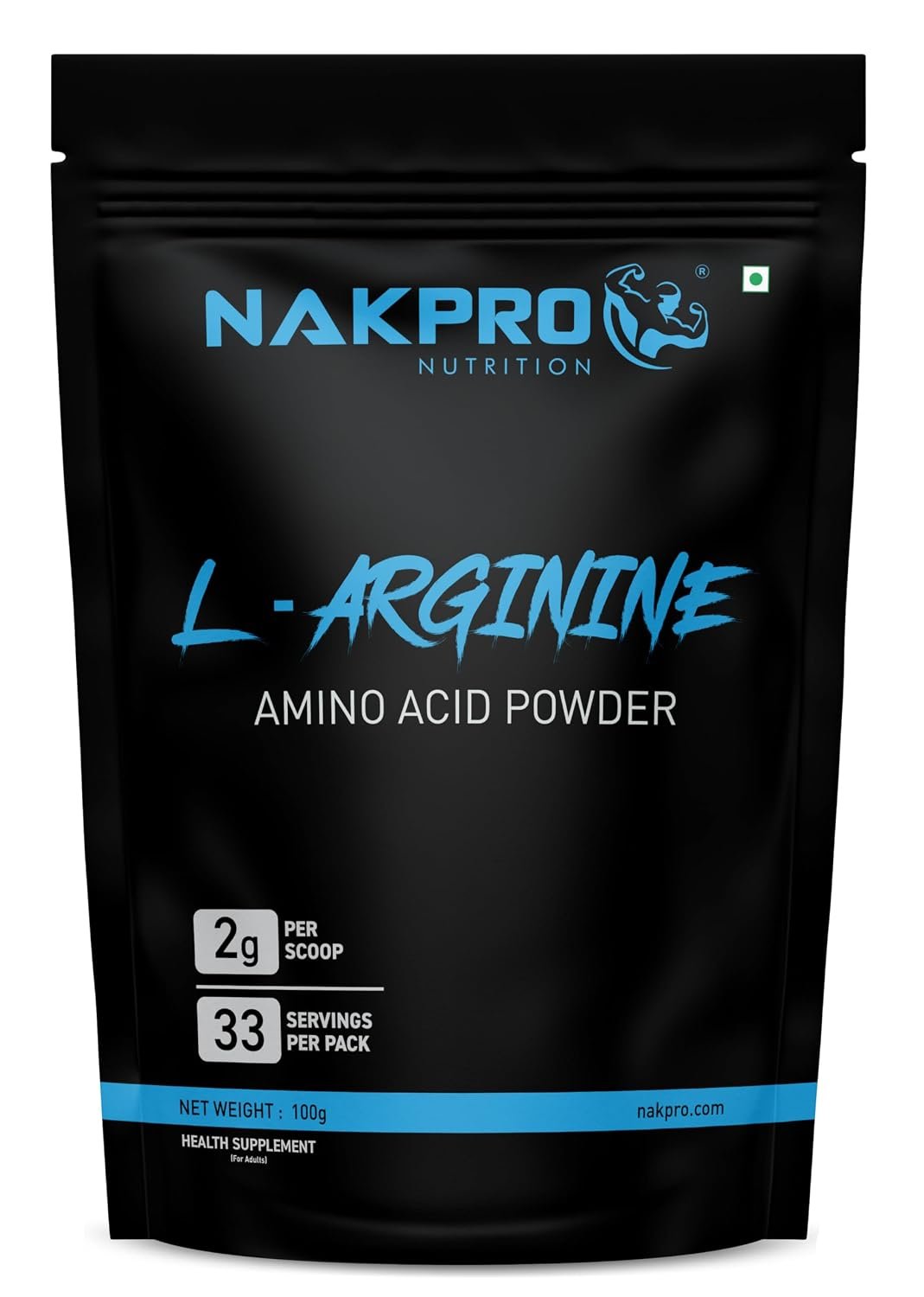 NAKPRO NUTRITION L-Arginine | 100g, Blueberry | 2g L-Arginine, 1.8kcal Energy | Pre Workout Amino Acid