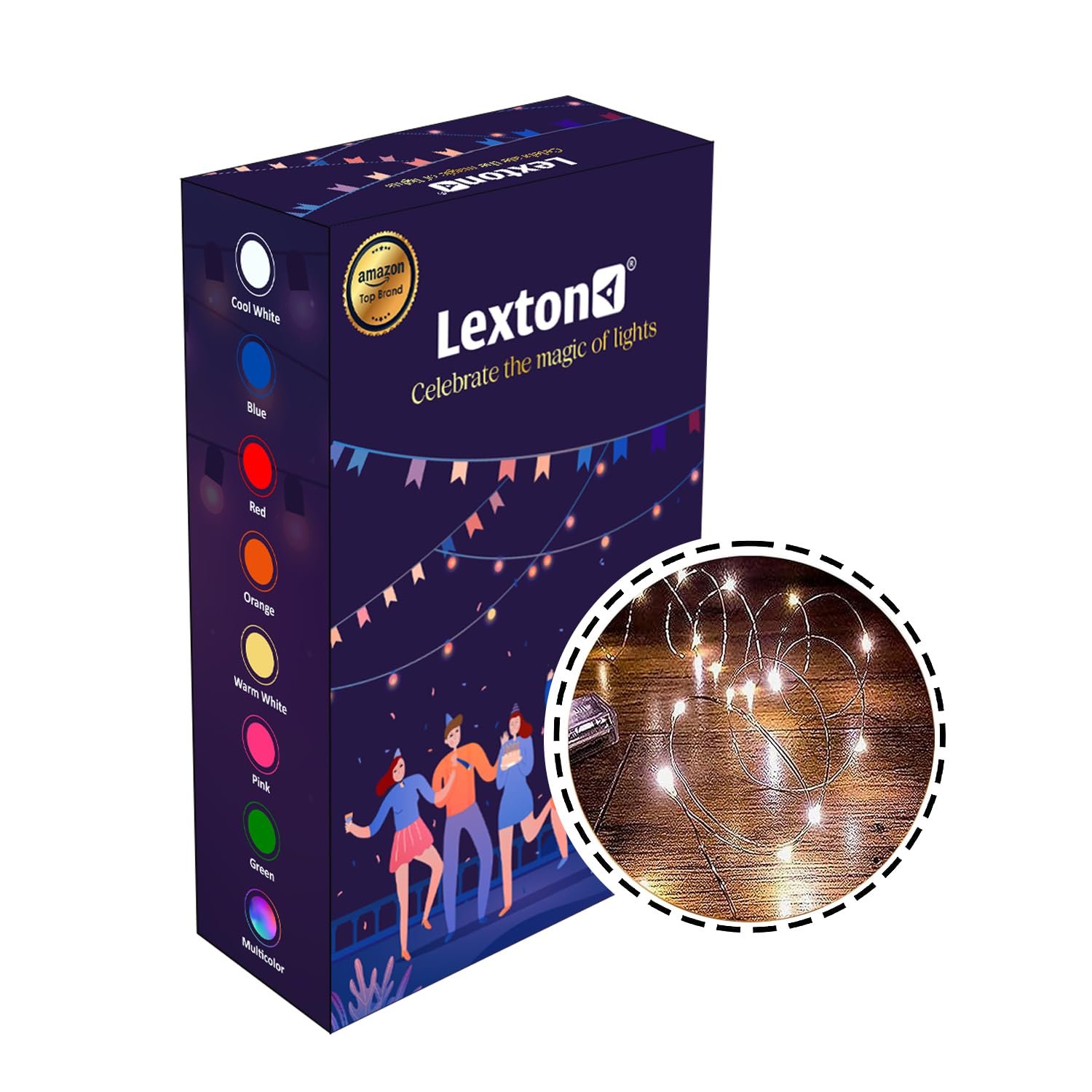 Lexton 5 Meter 50 LEDs Waterproof Copper Wire String Fairy Lights Battery Powered (Battery Not Included) |for Indoor & Outdoor Decorations (Warm White, Pack of 1), Standard (Lex-5m/50Led)