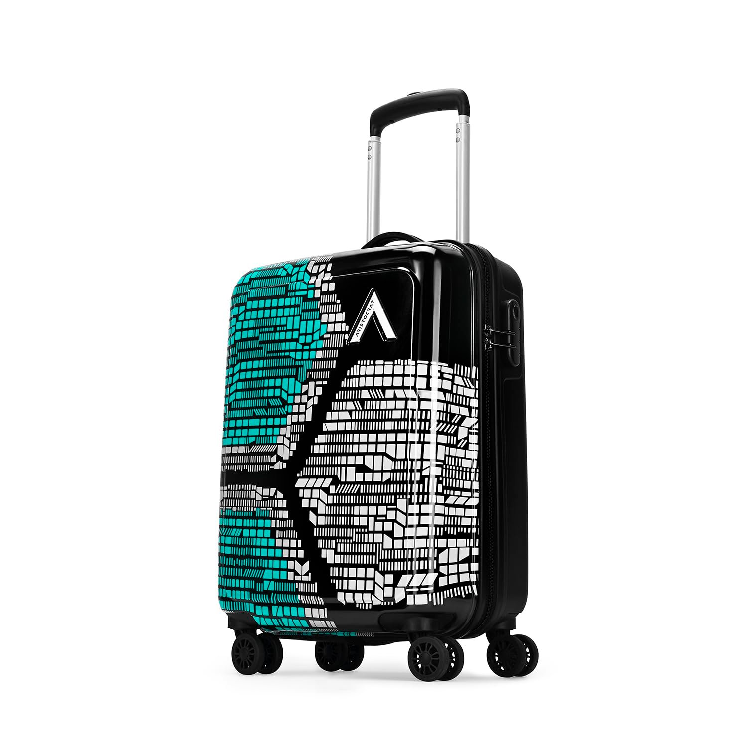 Aristocrat Bruce Cabin Trolley Bag 54cm | Small | Hard Luggage | Smooth 8-Wheel Suitcase | Secure Combination Lock with Sturdy Zipper | Full Fabric Convipack | 3-Year Warranty (Blue)