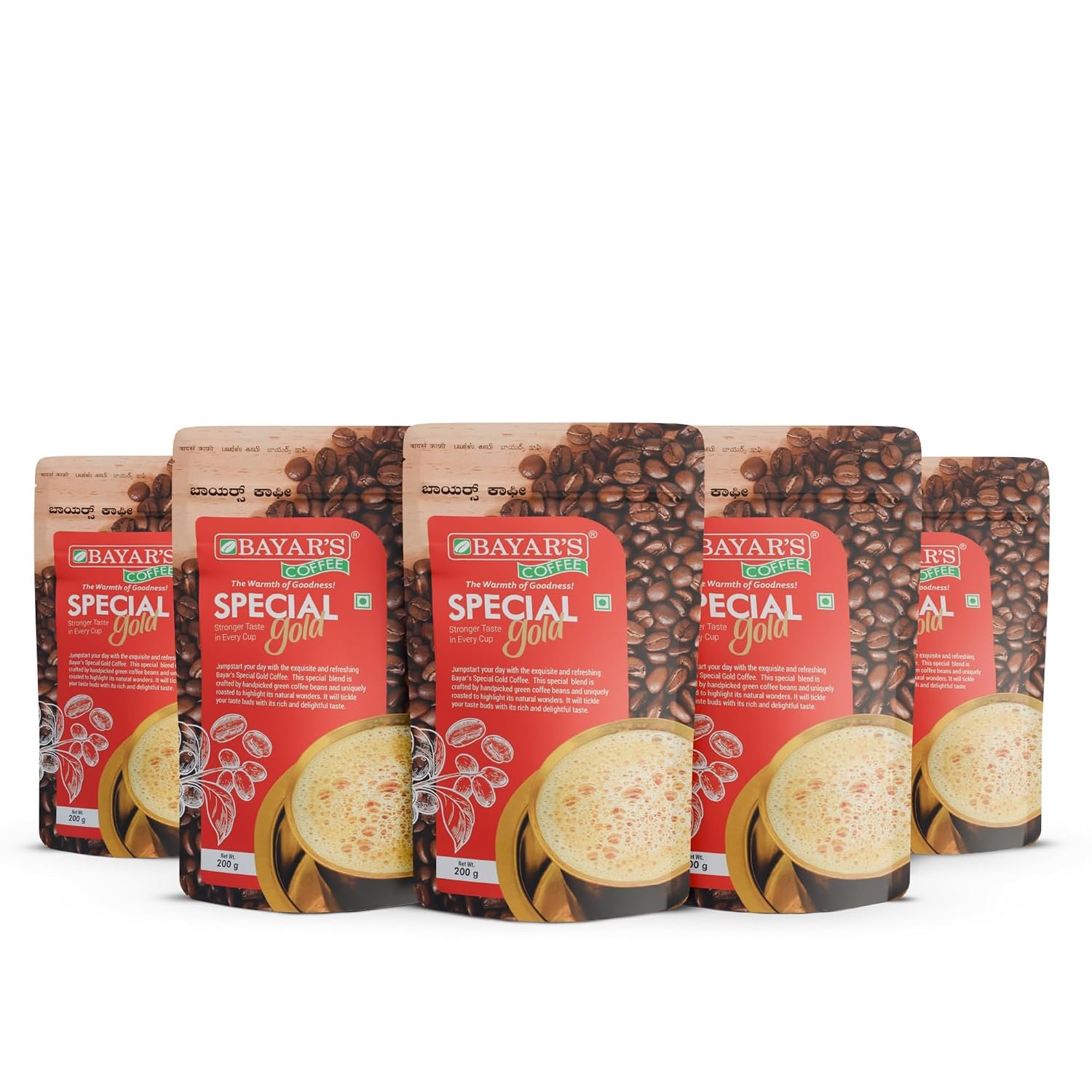 Bayar's Special Gold Filter Coffee, 70% Coffee, 30% Chicory 200g, Pack of 5