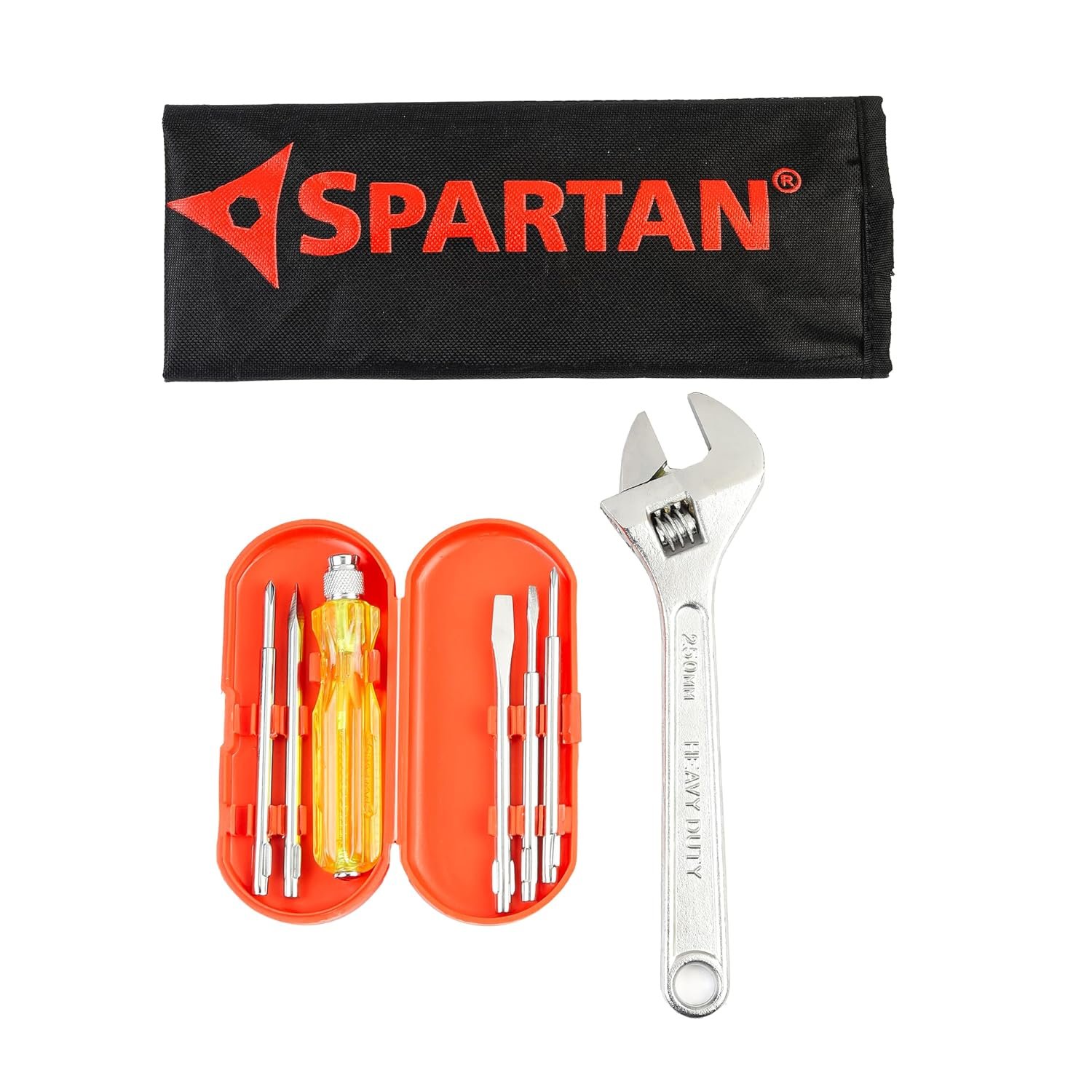 Spartan 5 In 1 Screwdriver Kit with Curved Claw Hammer | Multipurpose Hand Tool Combo for Home, DIY, Woodwork, Construction, Repair & Professional Use | Pack of 1