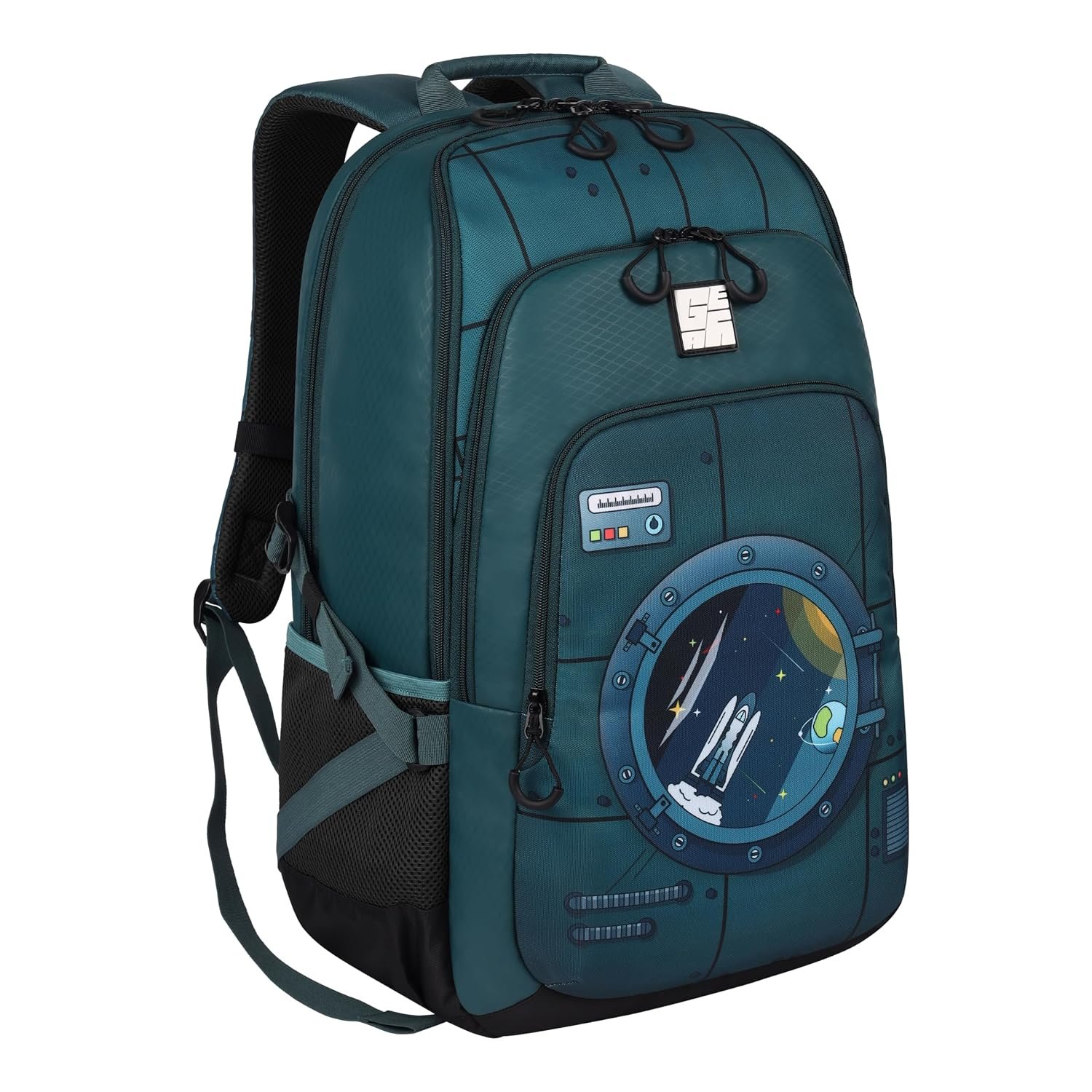 Gear Astronomer 19"/37L Large Water Resistant School Bag/Casual 5 Compartment Backpack/Daypack/Travel 5 Compartment Backpack/Kids Bag for Boys/Girls (Green-Green)