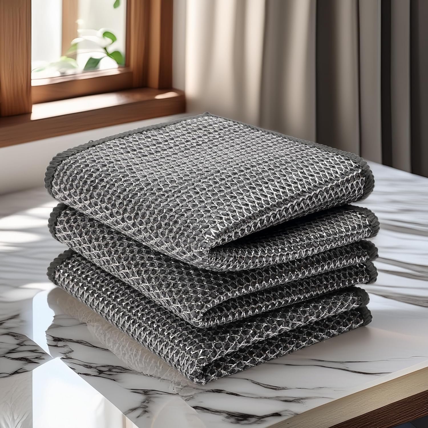 Cutting EDGE 180 GSM – Set of 3 – Car & Bike Cleaning Cloth, Reverse Scrub Microfiber Cloth with Mesh Side, Removes Oil & Dirt, Scratch Free Reusable Cloth, Grey (20 x 20 cm)
