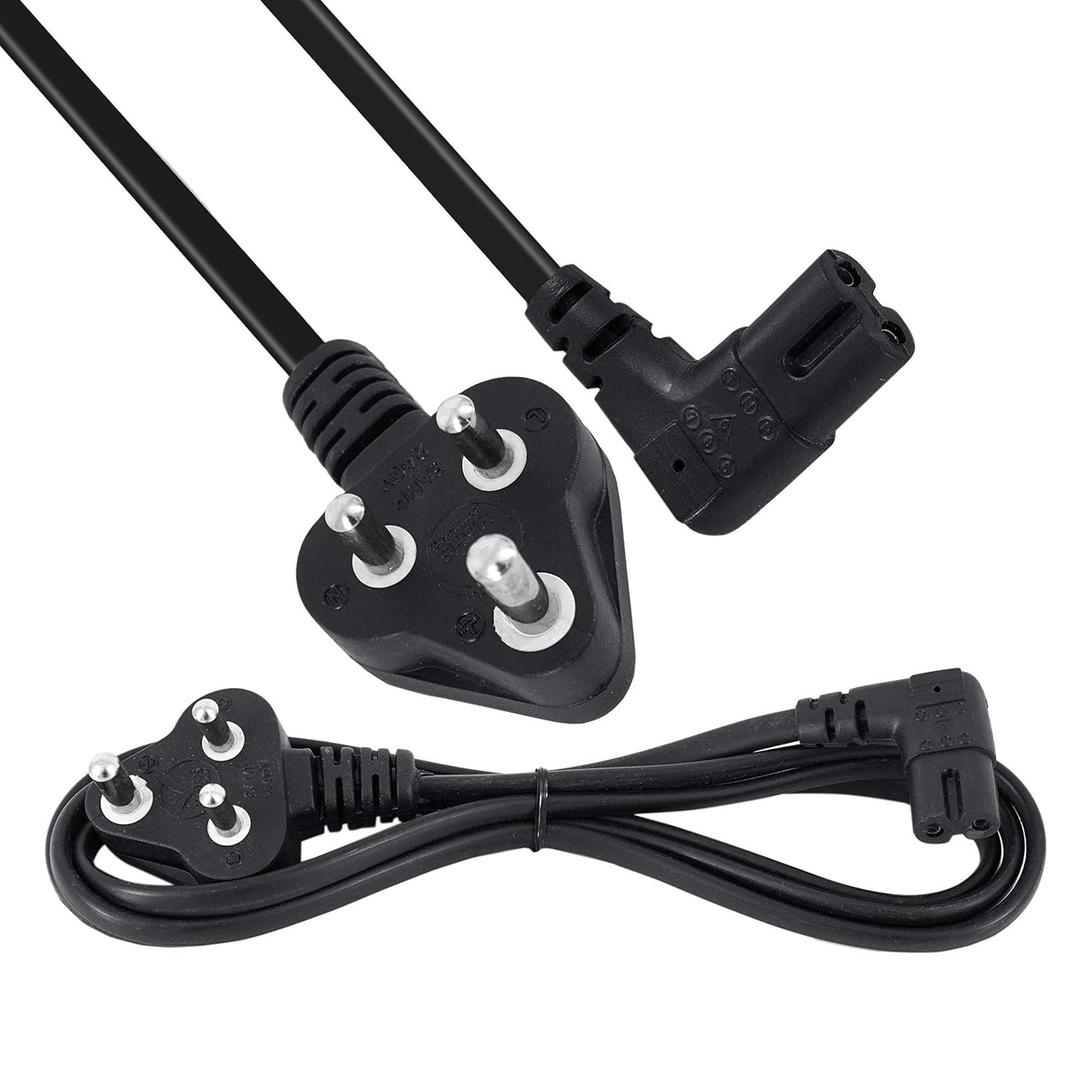 Storite 1.5 Meter 2 Pin 90 Degree Power Cord Cable, Black | 18AWG, For Laptop Adapter/Camera/Printer/Charger