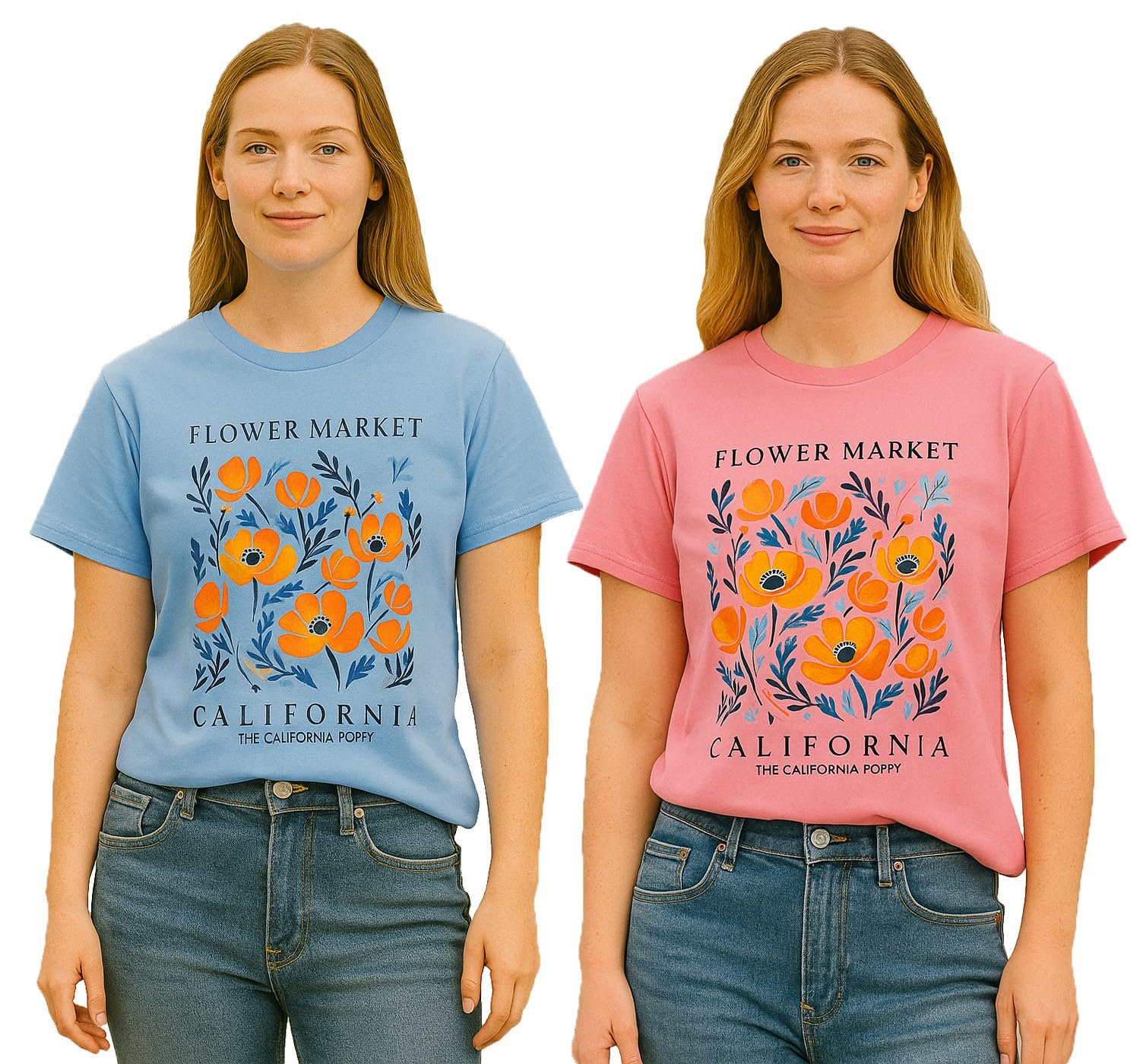 Lymio T Shirt for Women's | Cute Printed Women's T-Shirts | Korean Style Casual Wear Tops | Available in Pack of 2 (T-W-L-04-06)