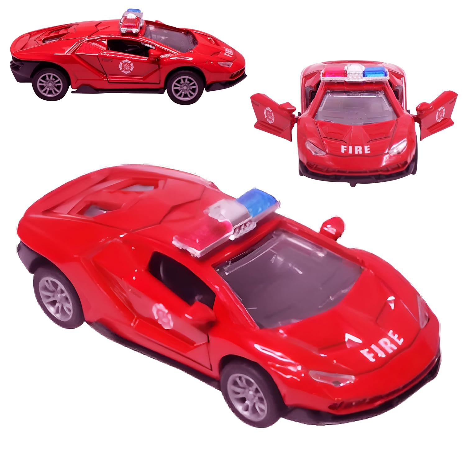 Toy Cloud Lamborghini Fire Brigade Car 1:32 Scale Die-Cast Metal Toy with Opening Doors and Pull Back Action Realistic Toy Car