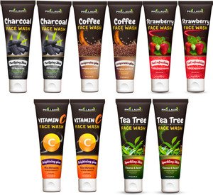 Phillauri Charcoal, Coffee, Strawberry, Tea Tree, And Vita C Face Wash for Brightens Skin,Glowing Skin Men And Women (5 Items in the set)