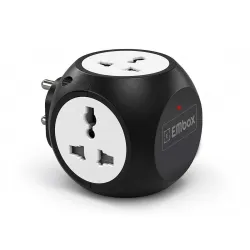 EMBOX Multi Plug Adapter | 6 amp Universal Sockets and LED Indicator Safety Shutter | 3 Pin Plug Socket Extension, Charging Mobile, Laptop, TV Black