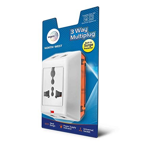 Wipro 3 Way Multiplug with Inbuilt Surge Protection (Pack of 3) (2020 Model)
