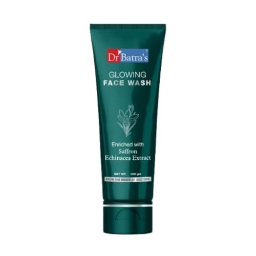 Dr. Batra's Glowing Face Wash, Enriched with Echinacea Extract, Saffron, for natural glow and skin rejuvenation, Reduces UV damage, Face Wash for healthy skin (100g)