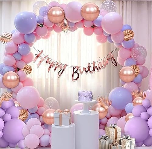 Latex Birthday Decoration Kit for Girls - 60 Pcs Balloons for Birthday Decorations |Birthday Decoration for Kids |Purple Birthday Decorations Kit |Bday Balloons (Memorable, Costume)
