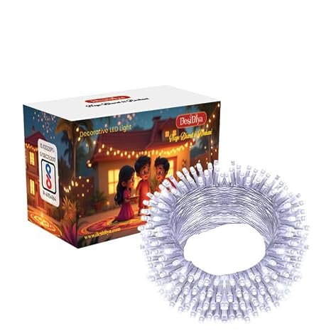 Desidiya® 12 Meter (39Ft) LED Rice String Lights – White Fancy Decorative Fairy Lights for Indoor Outdoor Use, Bedroom, Wedding & Festival Ambience Pack of 1