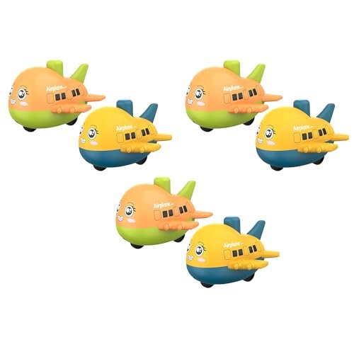 Press & Go Friction Powered Cartoon Airplane Toy for Babies 6 Months+ – Pack of 6 Crawling Toys for Boys & Girls – Safe Lightweight Gift for Kids 1-5 Years – Multicolor