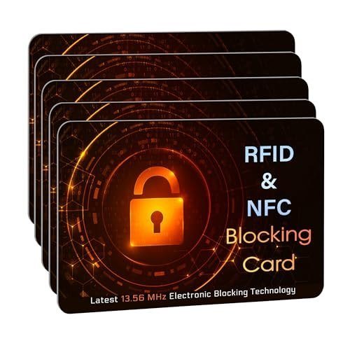 SaiTech IT 5 PK RFID Blocking Cards Protect Your Entire Wallet, Purse, and Cards from NFC Contactless Theft Wallet for Men & Women - Orange Black, Orange Black, 5 Pack SL, Rf